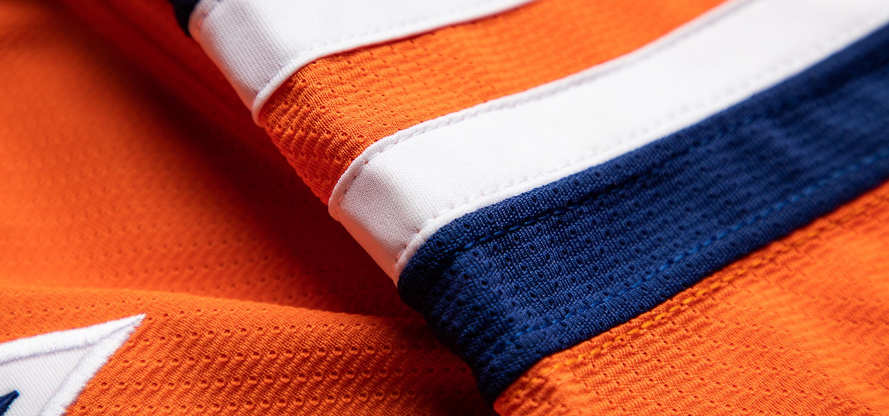 Closeup view on hockey jersey sleeve texture